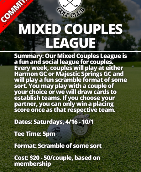 Saturday Night Mixed Couples League (Saturday Afternoons)