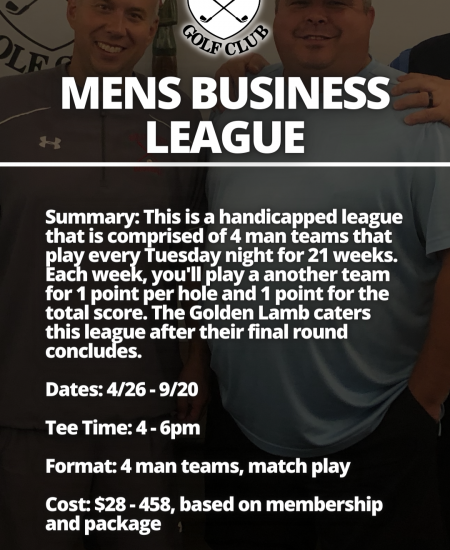 Men's Business League (Tuesday Afternoons)