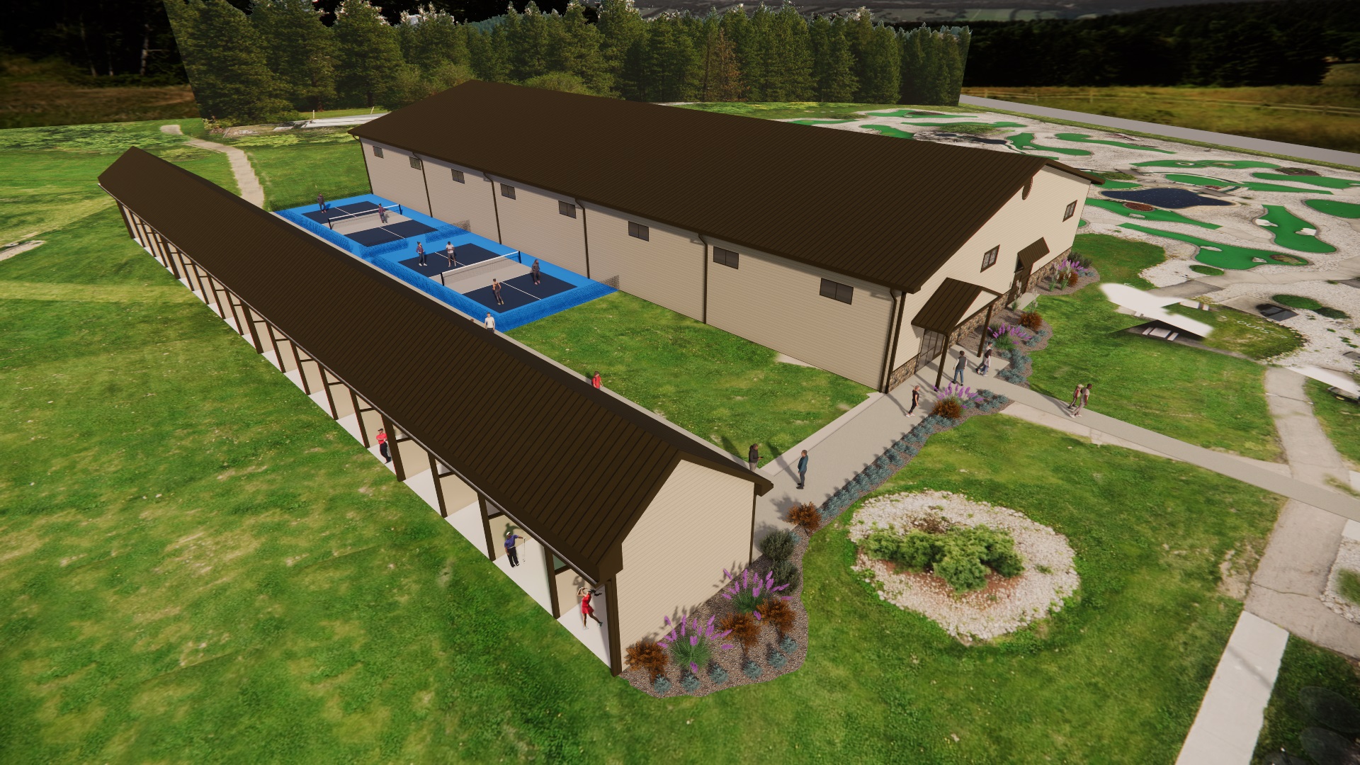 Bird's eye view of golf center